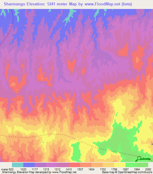 Sharmangu,Afghanistan Elevation Map