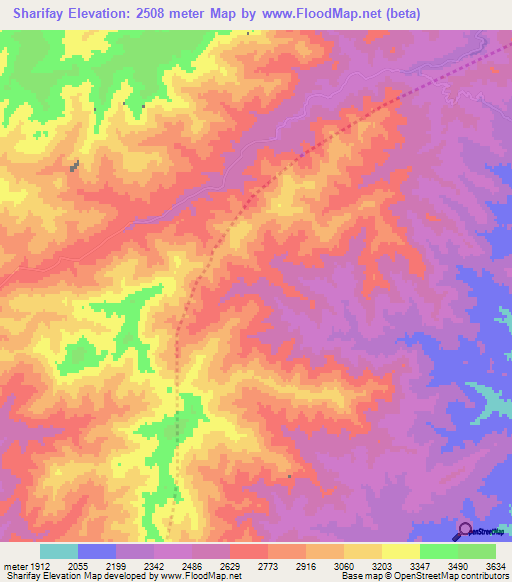 Sharifay,Afghanistan Elevation Map