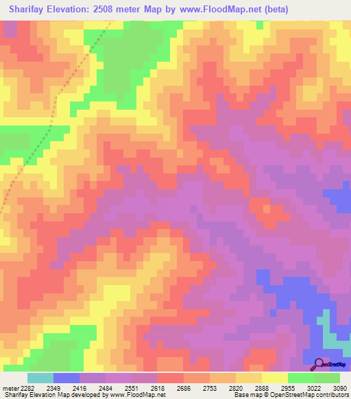 Sharifay,Afghanistan Elevation Map