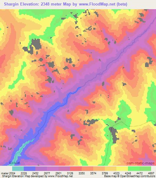 Shargin,Afghanistan Elevation Map