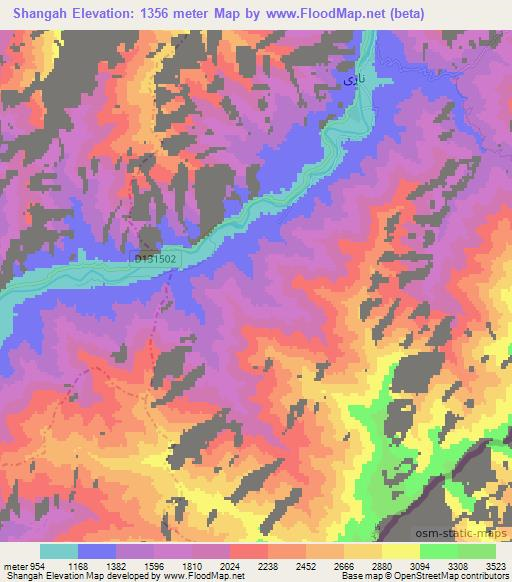Shangah,Afghanistan Elevation Map