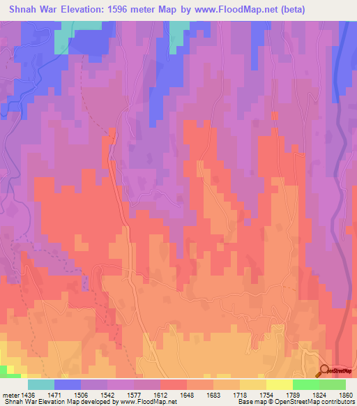 Shnah War,Afghanistan Elevation Map