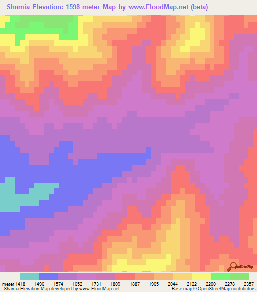Shamia,Afghanistan Elevation Map