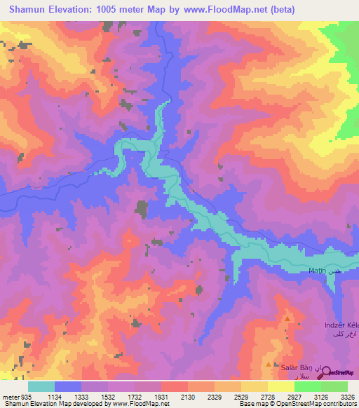 Shamun,Afghanistan Elevation Map