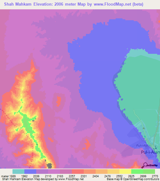 Shah Mahkam,Afghanistan Elevation Map