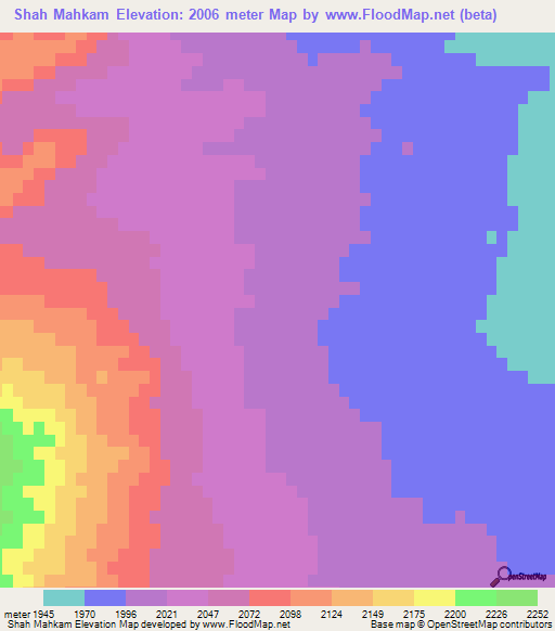 Shah Mahkam,Afghanistan Elevation Map