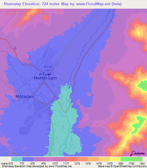 Shamatay,Afghanistan Elevation Map