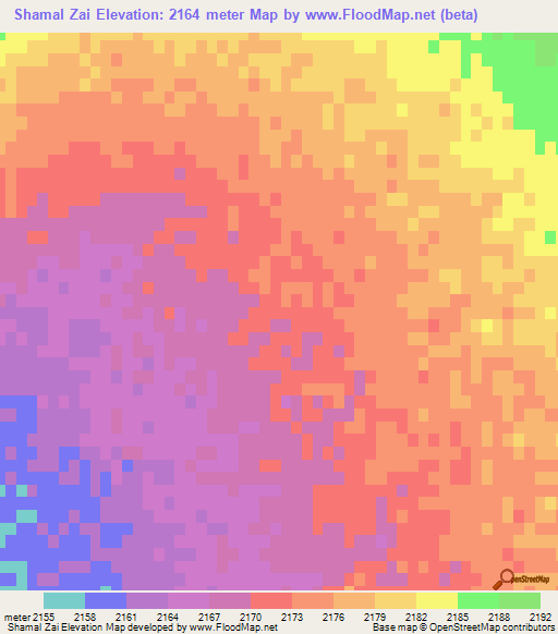 Shamal Zai,Afghanistan Elevation Map