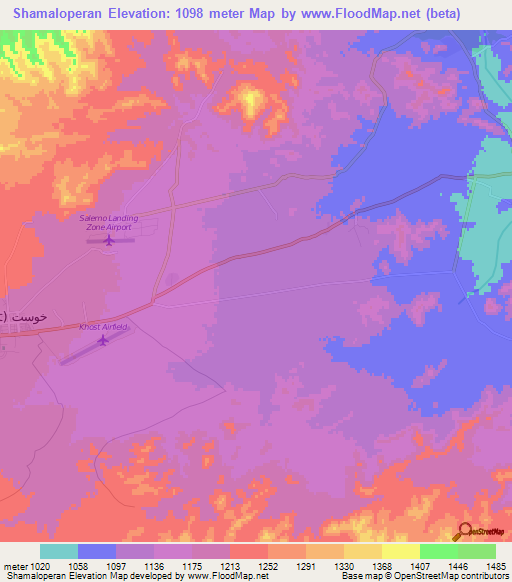 Shamaloperan,Afghanistan Elevation Map