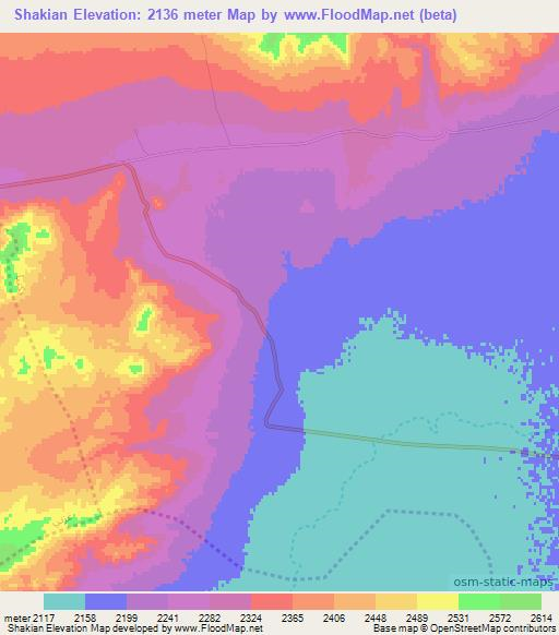Shakian,Afghanistan Elevation Map