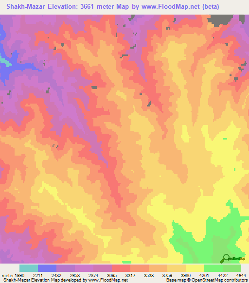 Shakh-Mazar,Afghanistan Elevation Map