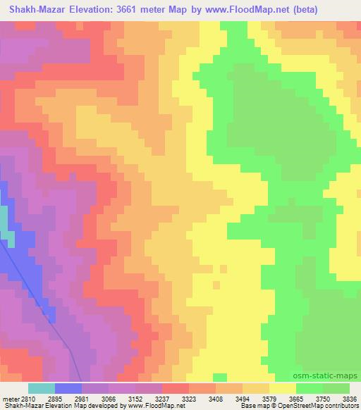 Shakh-Mazar,Afghanistan Elevation Map