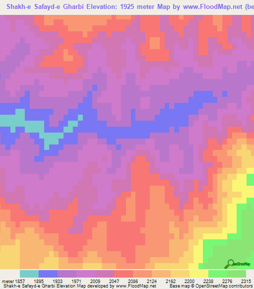 Shakh-e Safayd-e Gharbi,Afghanistan Elevation Map