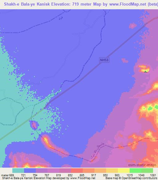 Shakh-e Bala-ye Kanisk,Afghanistan Elevation Map
