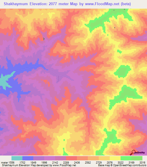 Shakhaymum,Afghanistan Elevation Map