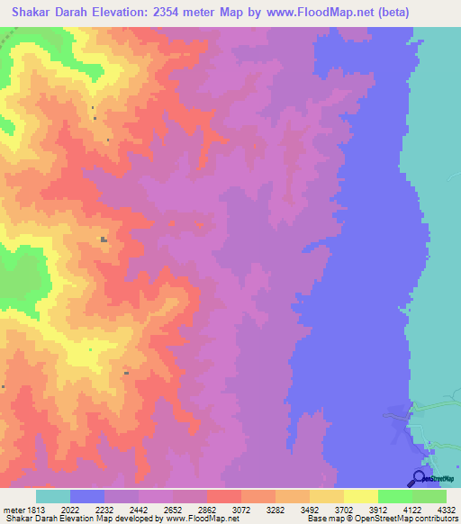 Shakar Darah,Afghanistan Elevation Map