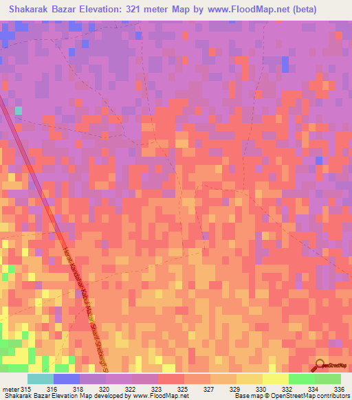 Shakarak Bazar,Afghanistan Elevation Map