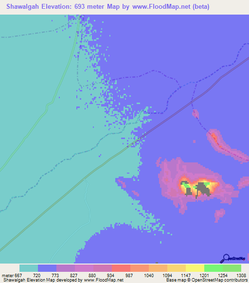 Shawalgah,Afghanistan Elevation Map