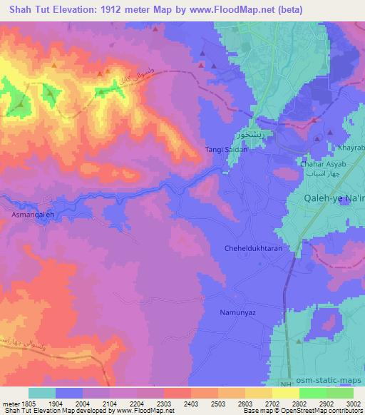 Shah Tut,Afghanistan Elevation Map