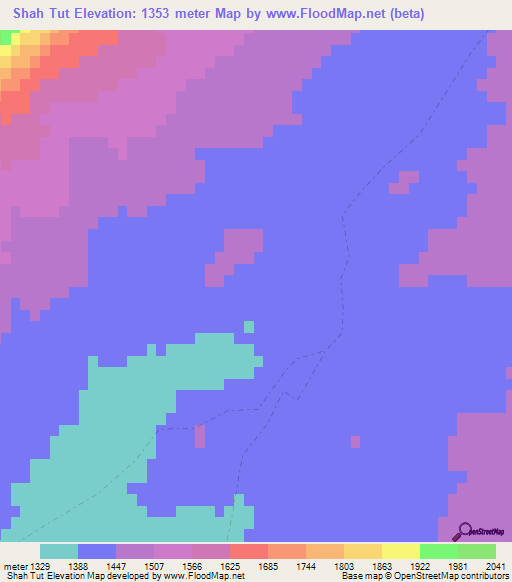 Shah Tut,Afghanistan Elevation Map