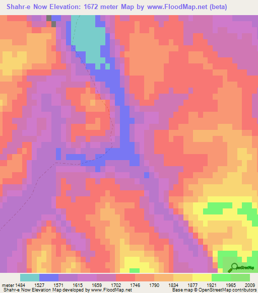 Shahr-e Now,Afghanistan Elevation Map