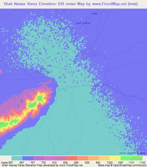 Shah Nawaz Karez,Afghanistan Elevation Map