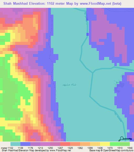 Shah Mashhad,Afghanistan Elevation Map