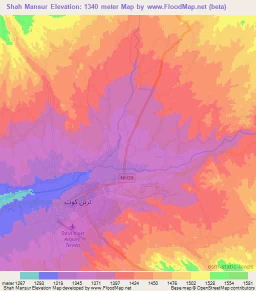 Shah Mansur,Afghanistan Elevation Map