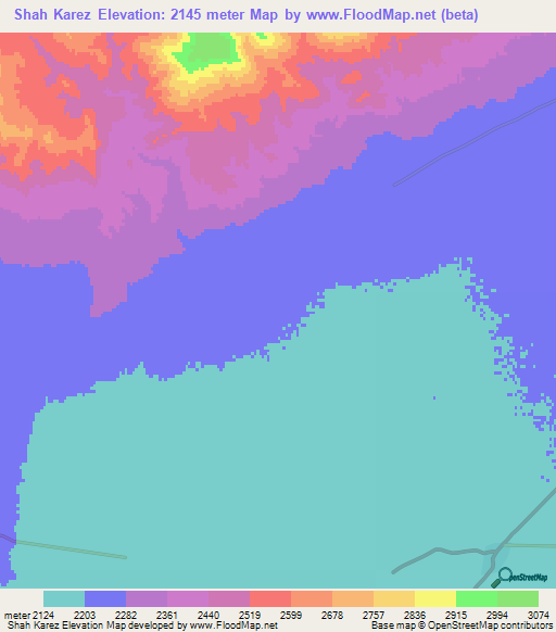 Shah Karez,Afghanistan Elevation Map