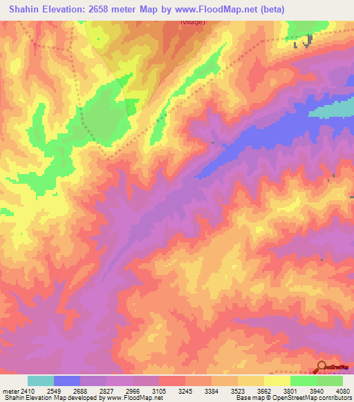 Shahin,Afghanistan Elevation Map