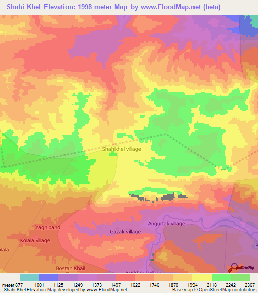 Shahi Khel,Afghanistan Elevation Map