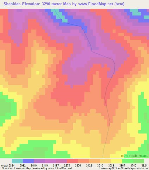 Shahidan,Afghanistan Elevation Map