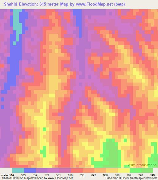 Shahid,Afghanistan Elevation Map