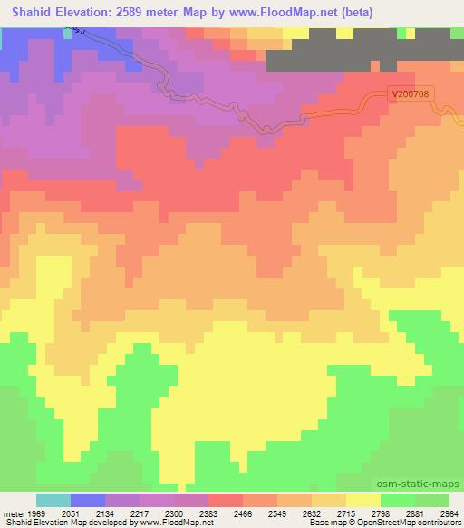 Shahid,Afghanistan Elevation Map