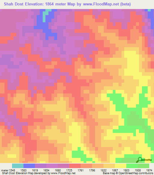 Shah Dost,Afghanistan Elevation Map