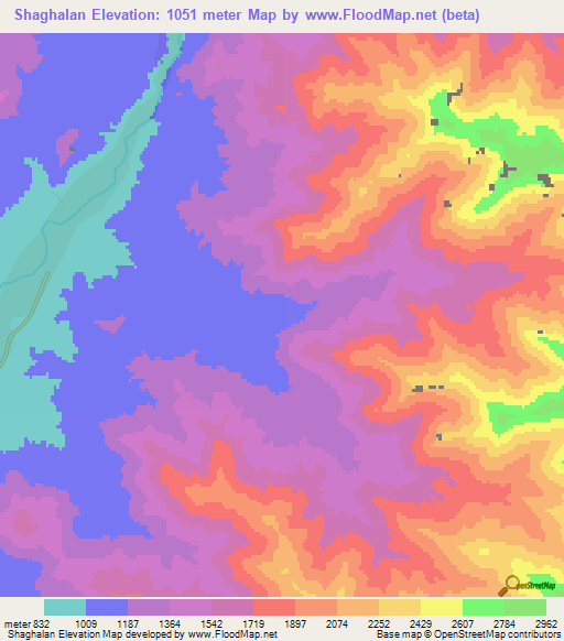 Shaghalan,Afghanistan Elevation Map
