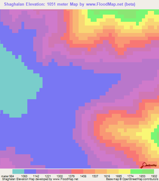 Shaghalan,Afghanistan Elevation Map