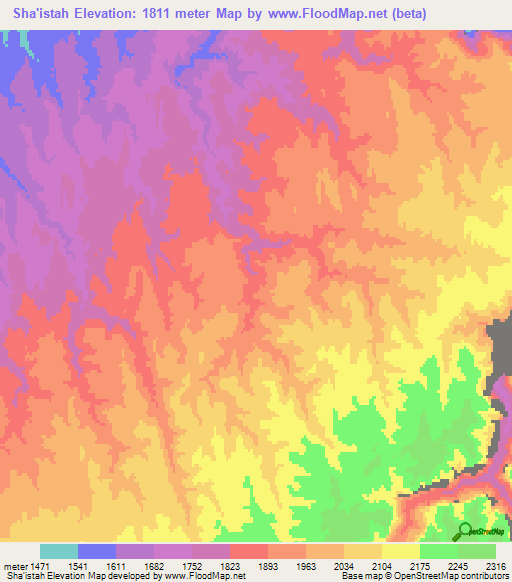 Sha'istah,Afghanistan Elevation Map