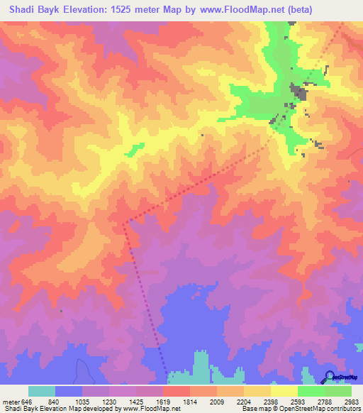 Shadi Bayk,Afghanistan Elevation Map