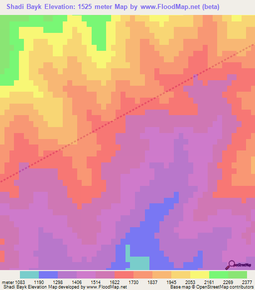 Shadi Bayk,Afghanistan Elevation Map