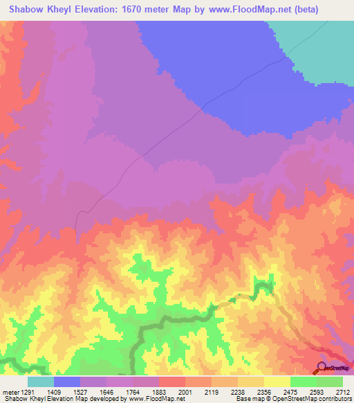 Shabow Kheyl,Afghanistan Elevation Map