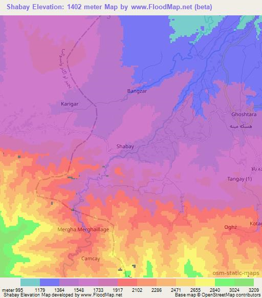 Shabay,Afghanistan Elevation Map