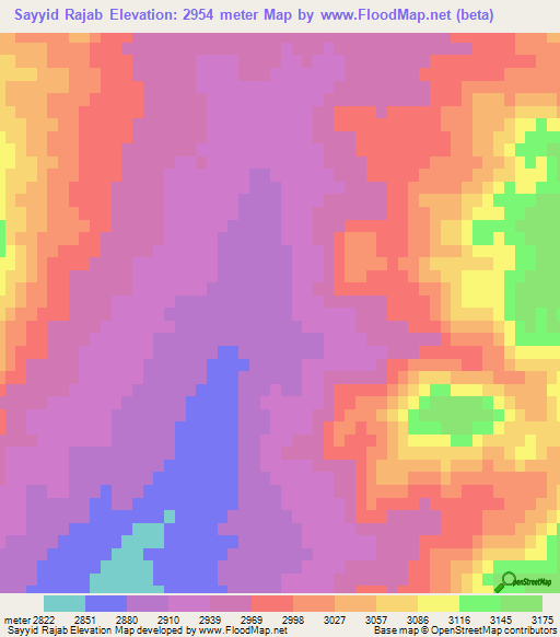Sayyid Rajab,Afghanistan Elevation Map