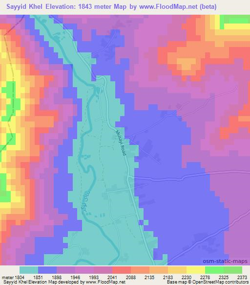 Sayyid Khel,Afghanistan Elevation Map