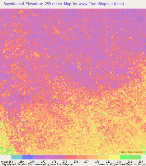 Sayyidabad,Afghanistan Elevation Map