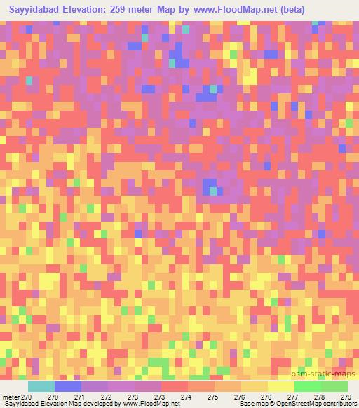 Sayyidabad,Afghanistan Elevation Map