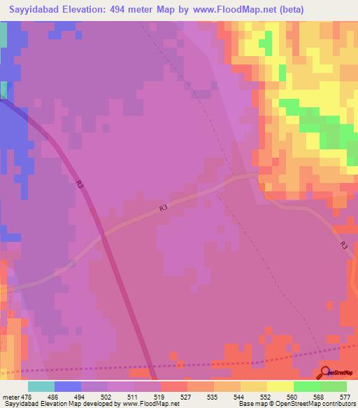 Sayyidabad,Afghanistan Elevation Map