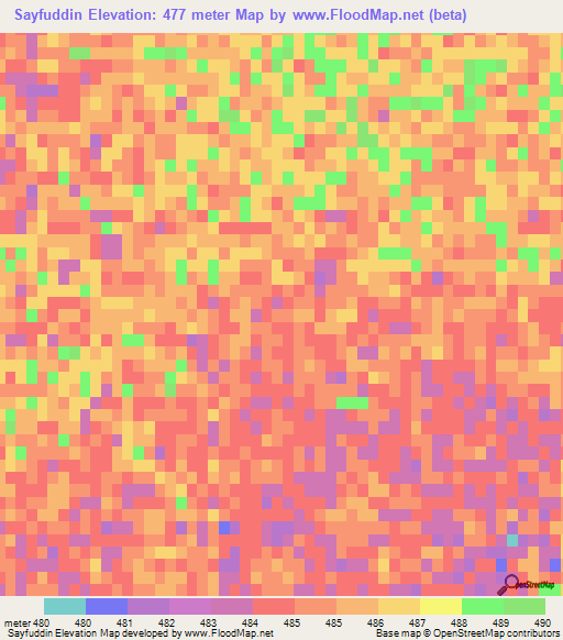 Sayfuddin,Afghanistan Elevation Map