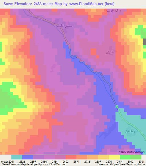 Sawe,Afghanistan Elevation Map