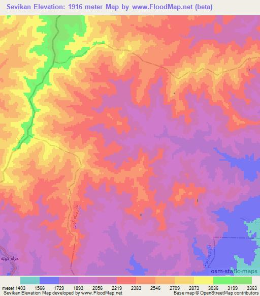 Sevikan,Afghanistan Elevation Map